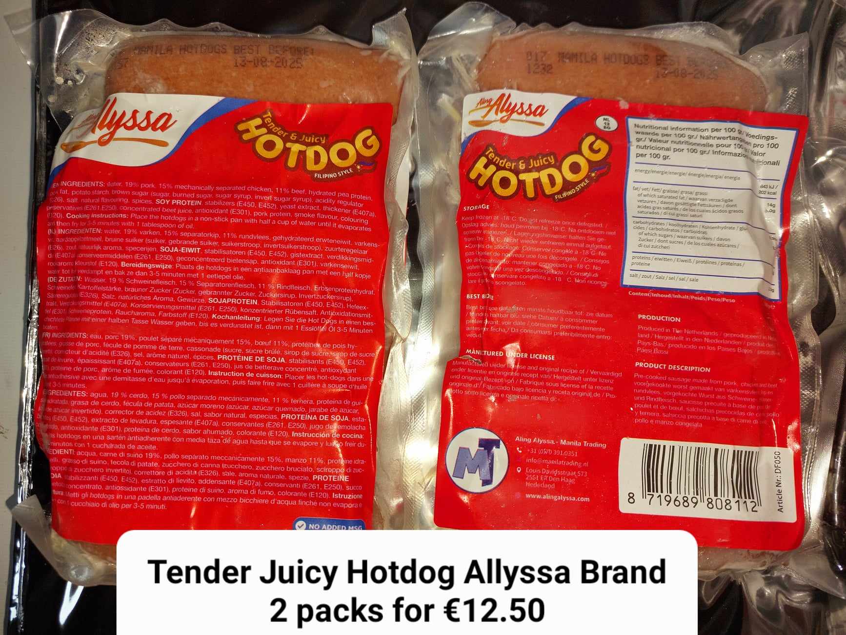 Tender Juicy Filipino Style Hotdog Alyssa  2 packs x 330g