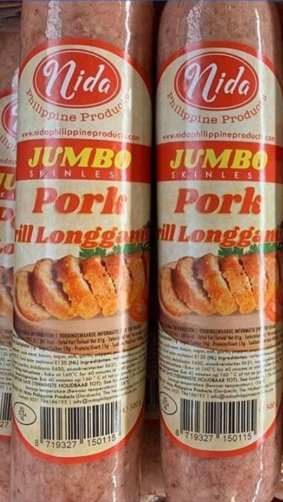 Pork Skinless Jumbo Grill Longganisa Nida Brand